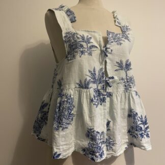 Haut femme upcyclé - motifs type toile de Jouy