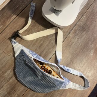 Banane unisexe type toile de Jouy bleue